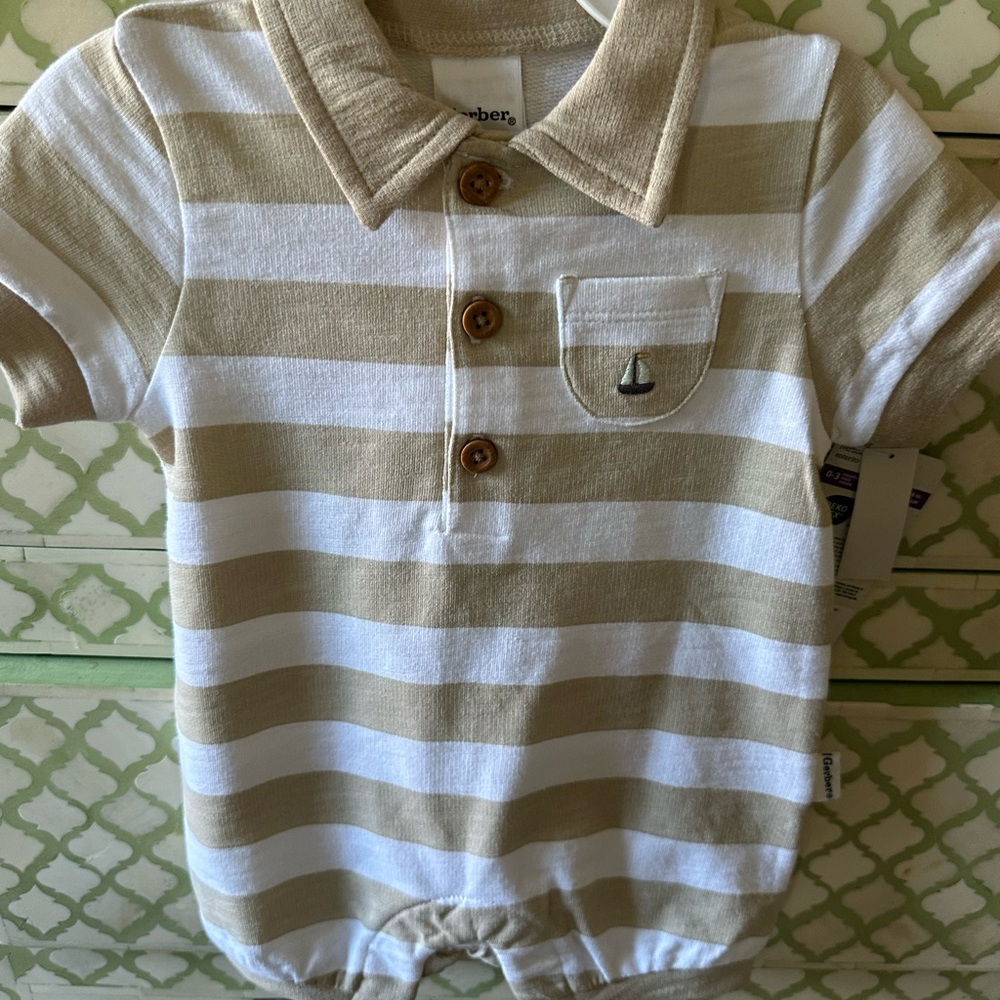 Gerber Collared Romper with Sailboat detail